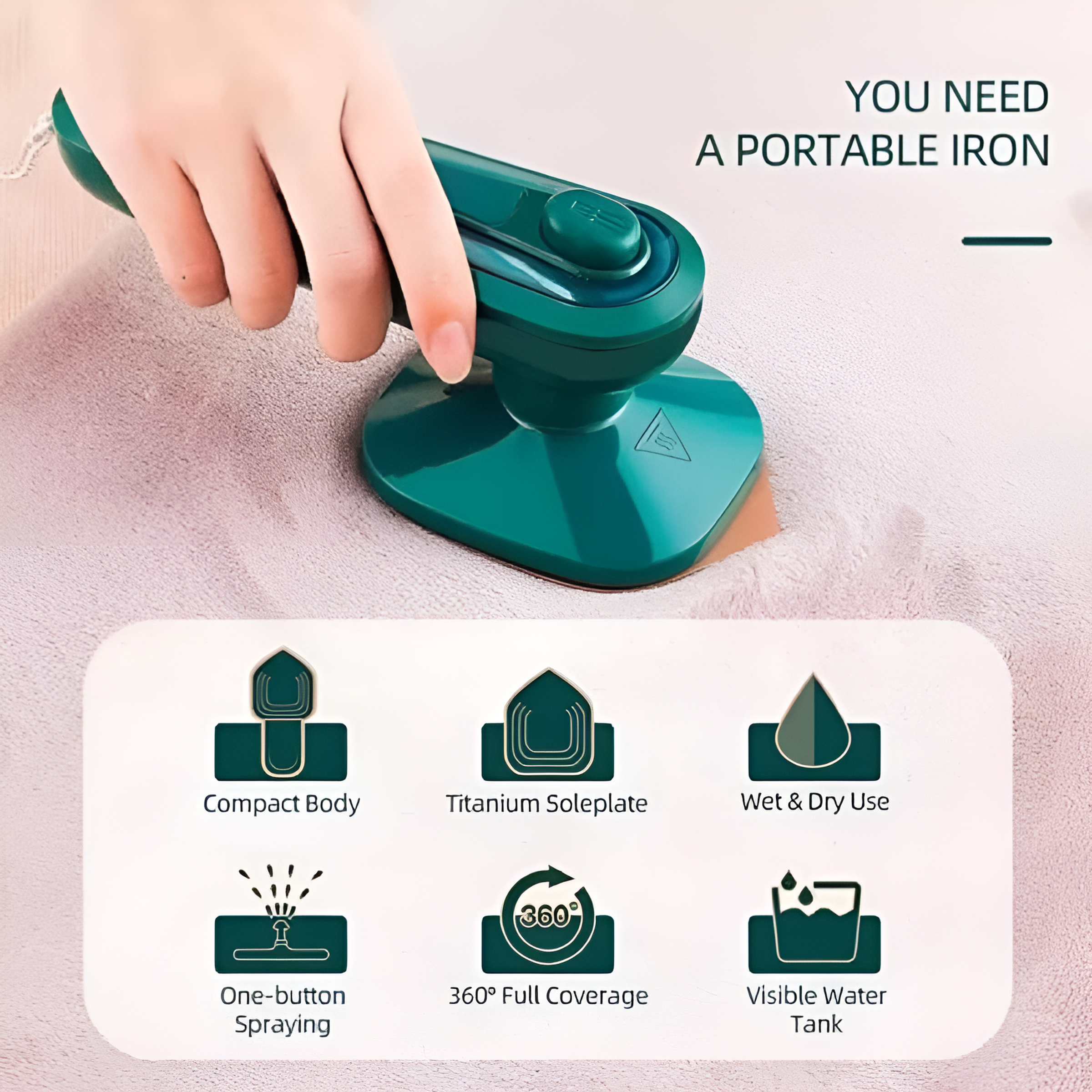 Portable Steam Iron – Fast Wrinkle Removal & Easy Pressing